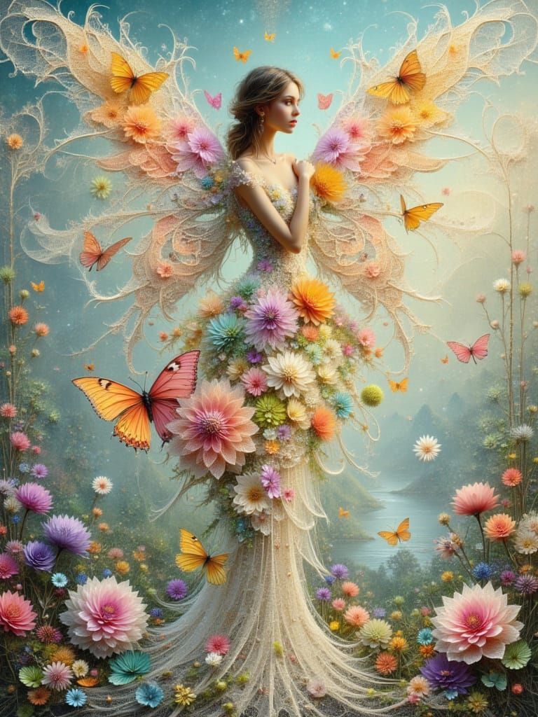 Enchanting Fractal Fairy in Pastel Hues