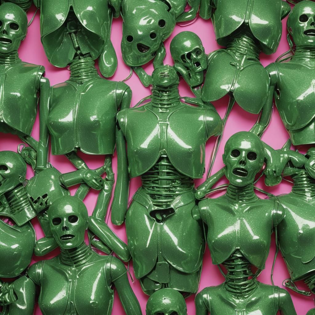 Busty, Busted-Up Green Skeletons