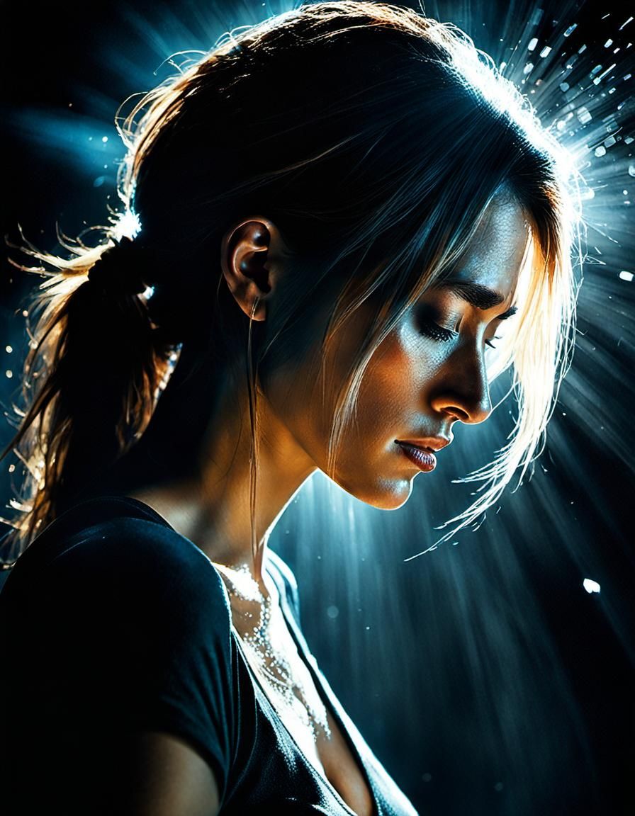 Distressed Woman in Impasto Painting