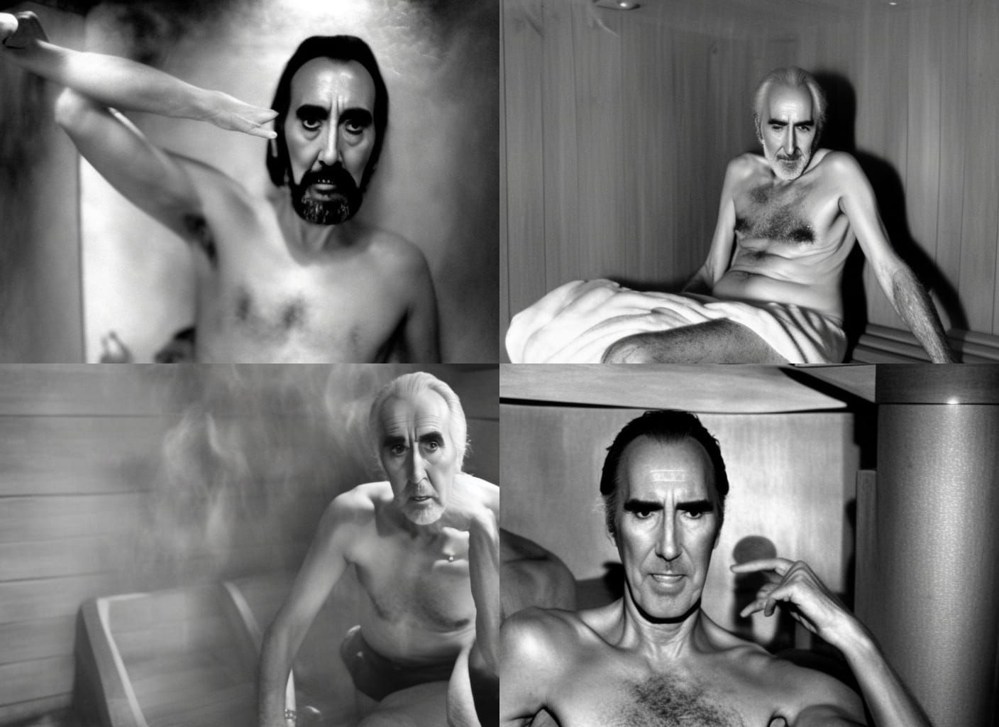 Christopher Lee Relaxing in a Greek Sauna