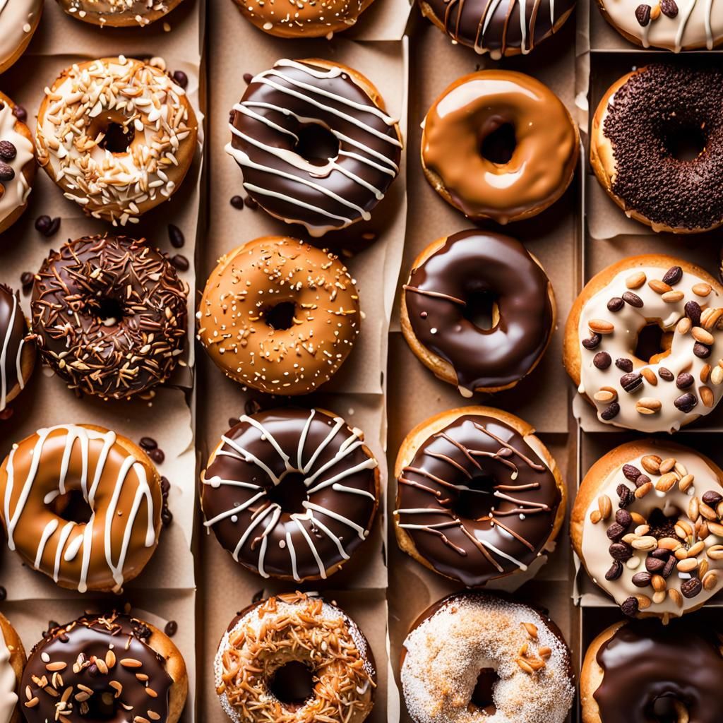 Assorted Doughnuts with Colorful Toppings