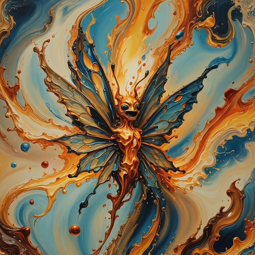 Surreal Fire Fairy in Oil Painting Style