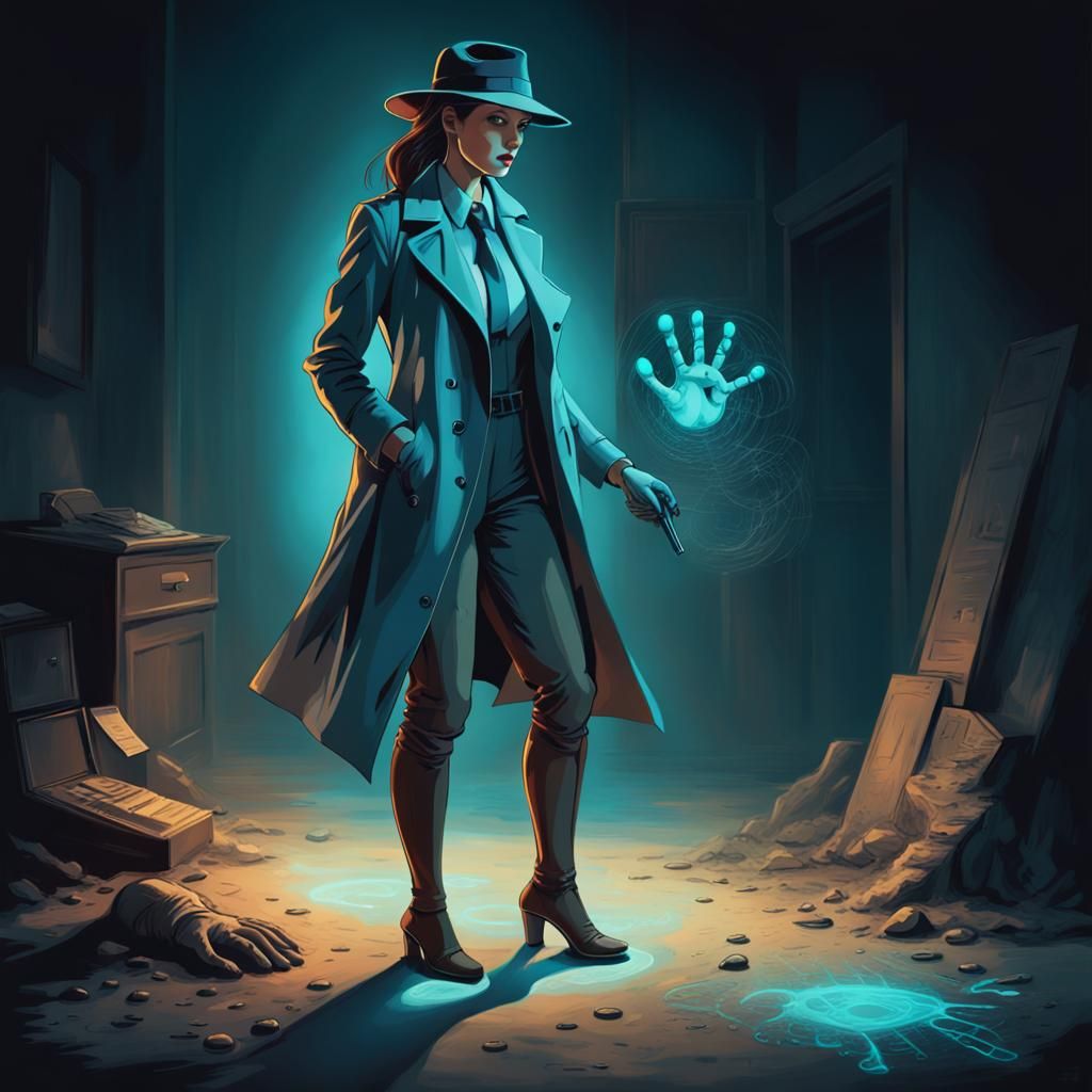 Bioluminescent Detective Investigates Crime Scene in Abstrac...