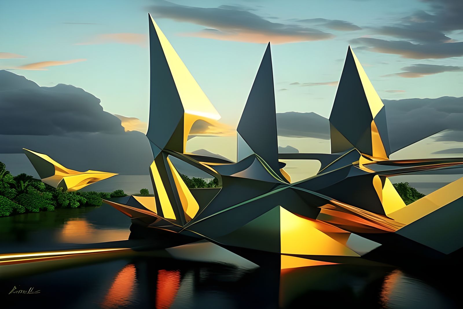 Geometric Mathematical Abstract in Polychromatic Style