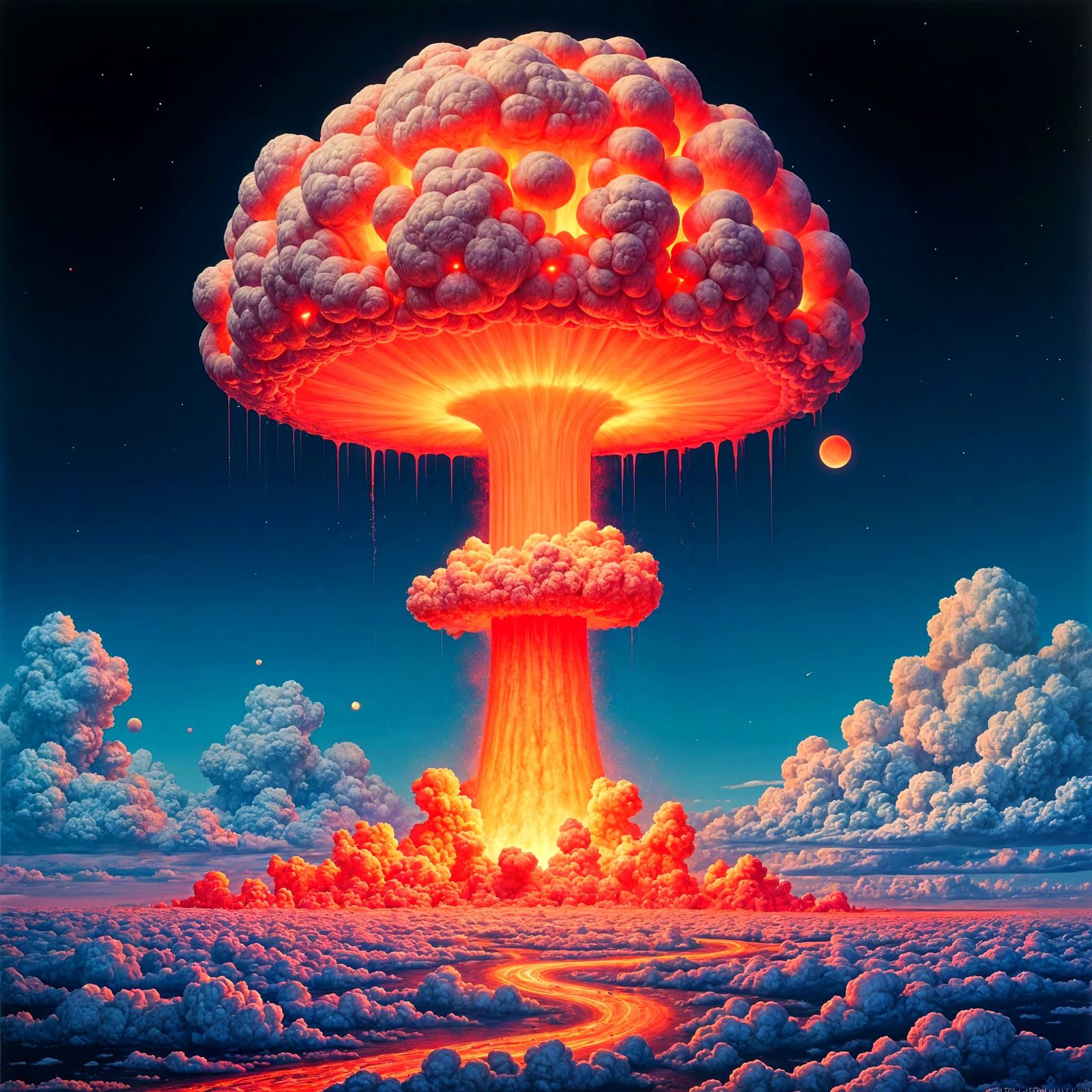 Nuclear Explosion in Digital Art Style