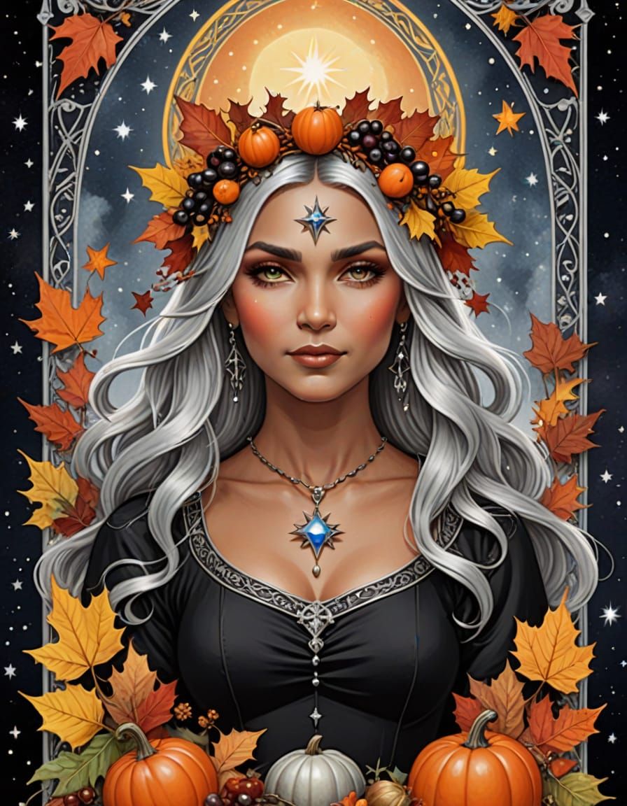 A Tarot Card, witchy, depicting a stylized representation of...