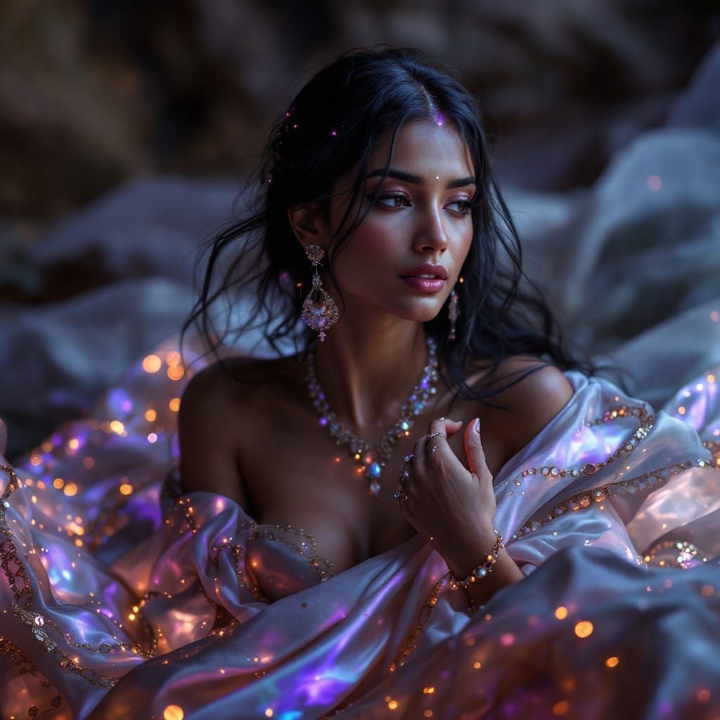 Ethereal Goddess in Itheereum's Regal Purple Aura