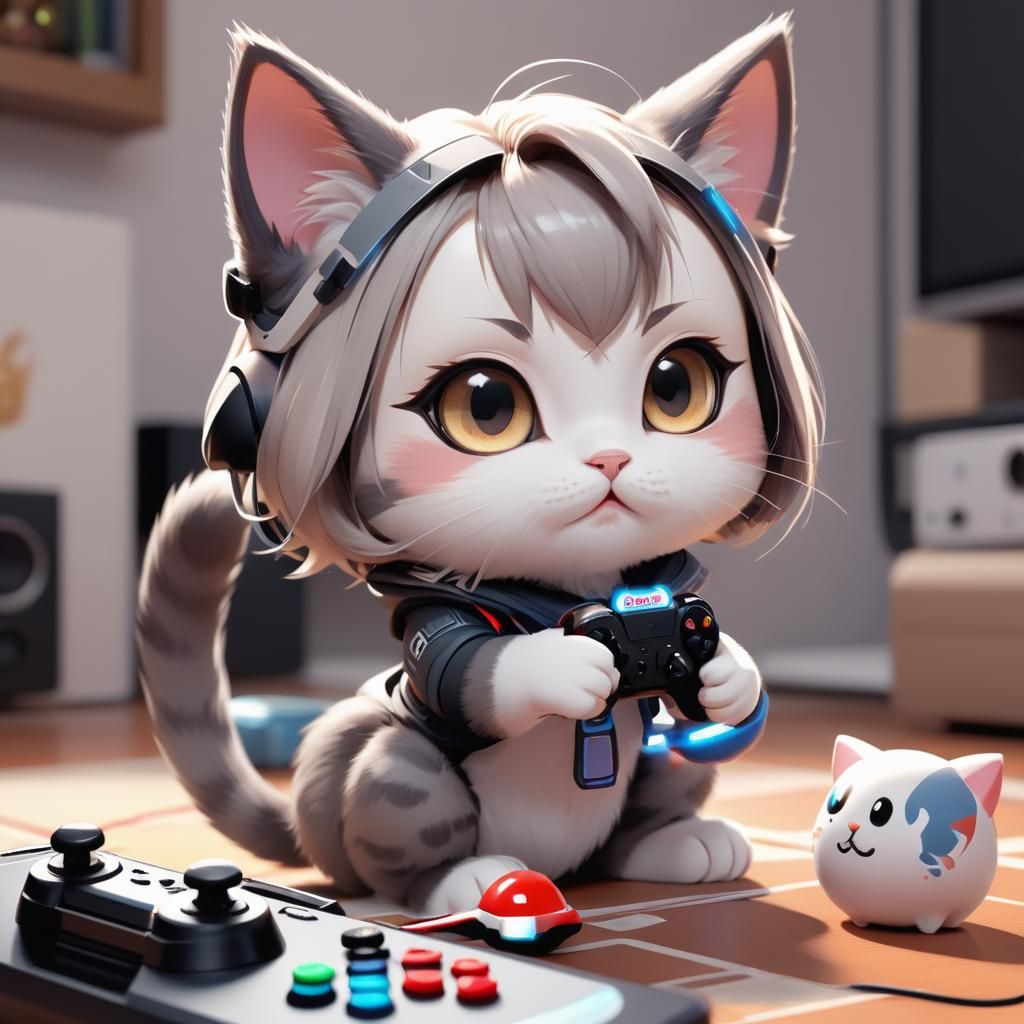 Cute gaming kitty😻🎮