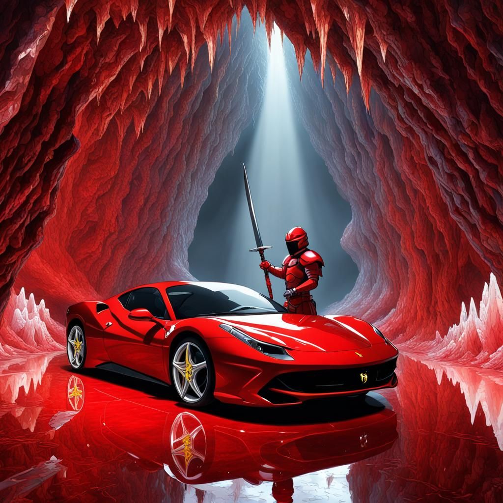 Knight in Crystal Cave with Ferrari Sword