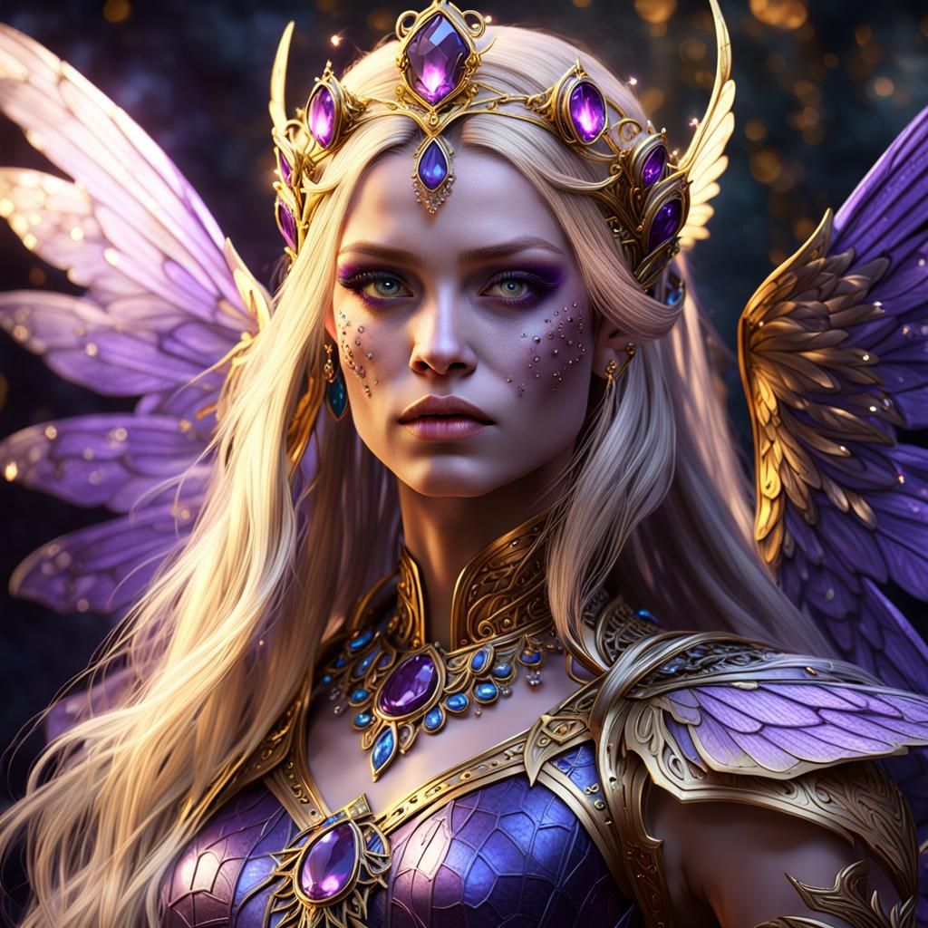 Fairy Queen with Purple Wings: Dark Fantasy Art
