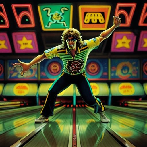 Raver in Neon Dreams, Retro Bowling Alley Fantasy