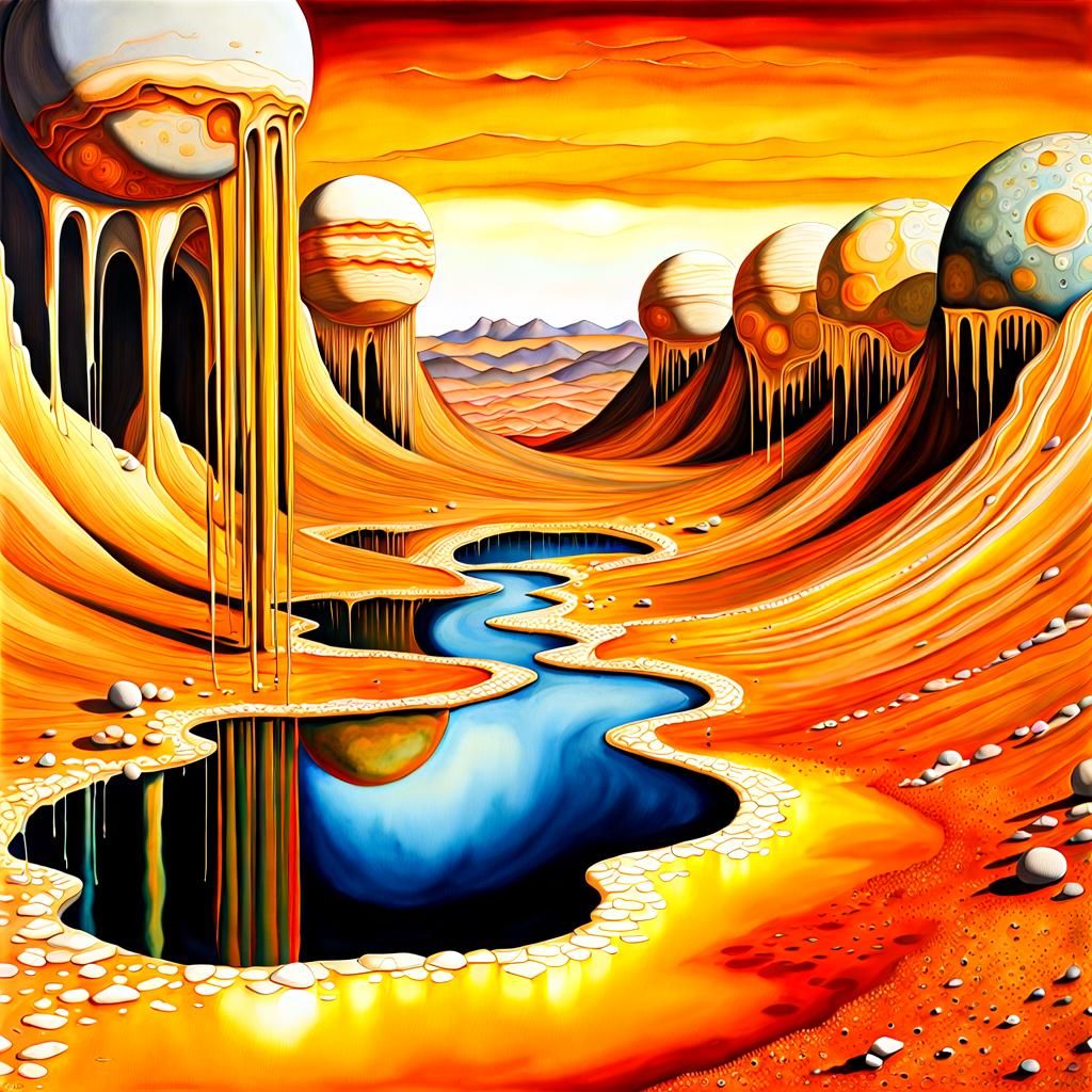 Magnetic Storm Over Venus as Watercolor Photo