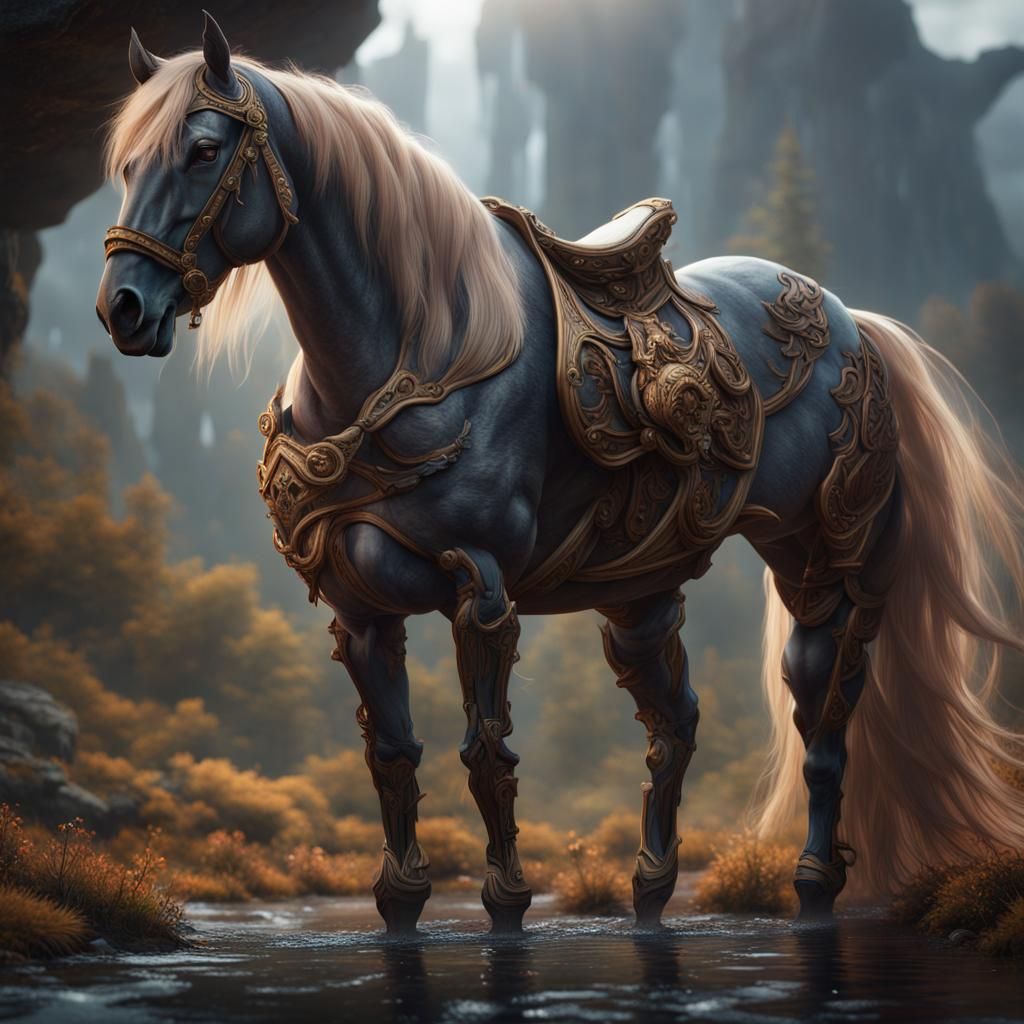 Fantastical Horse in Detailed Matte Painting Style