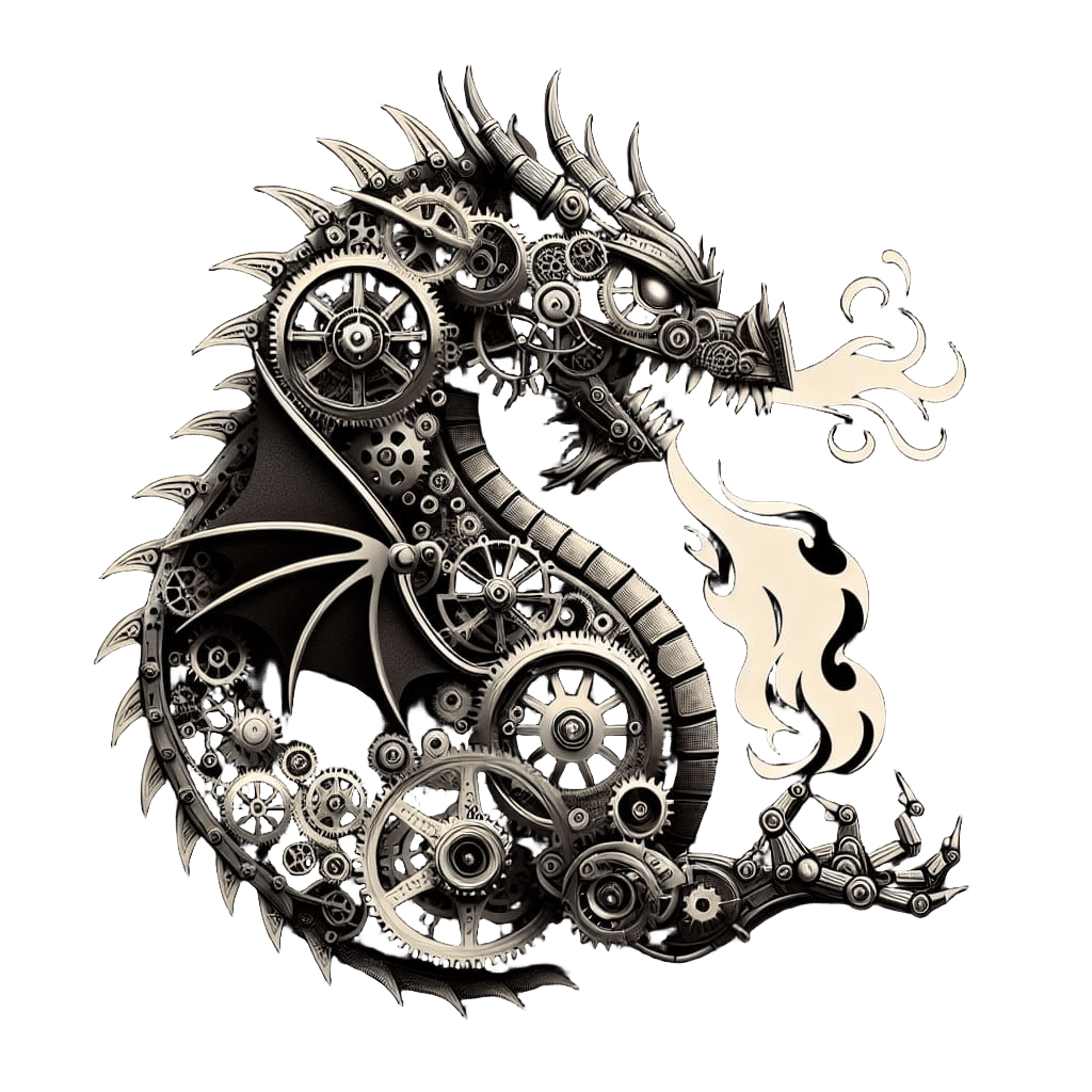 Steampunk Dragon Breathes Fire