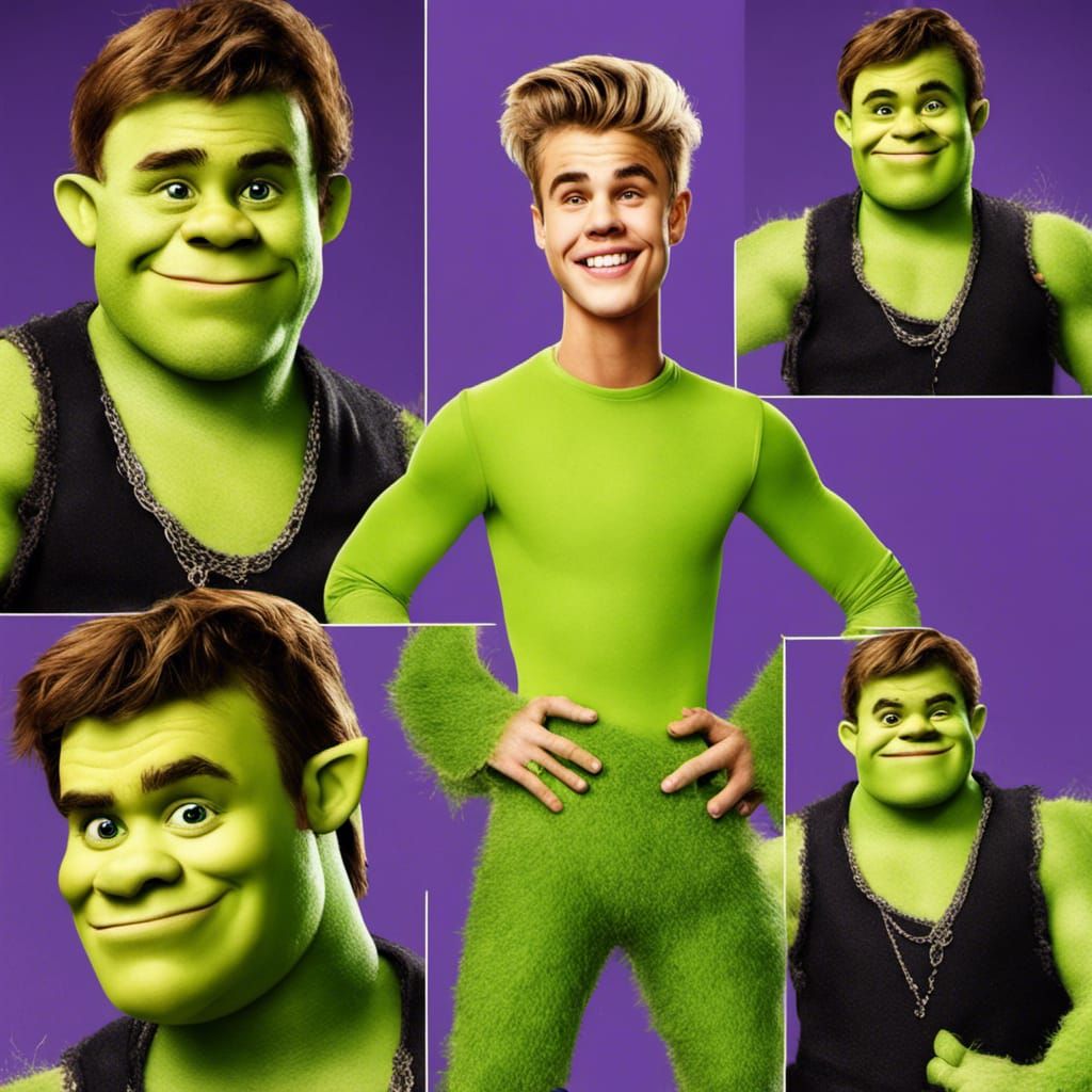 Justin Bieber as Shrek: An AI-Generated Mashup