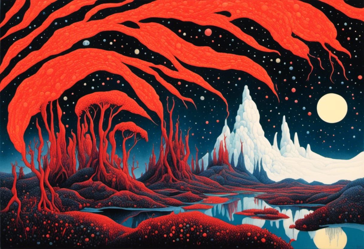 Surreal Alien Landscape Illustration