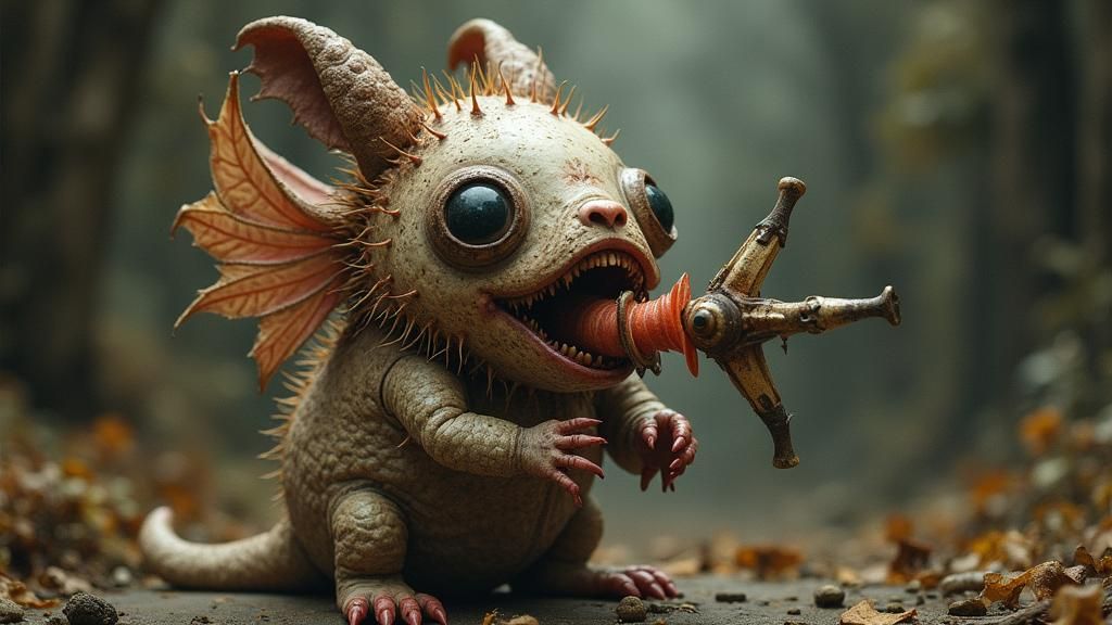 Adorable Chibi Monster in Post-Apocalyptic Wonderland