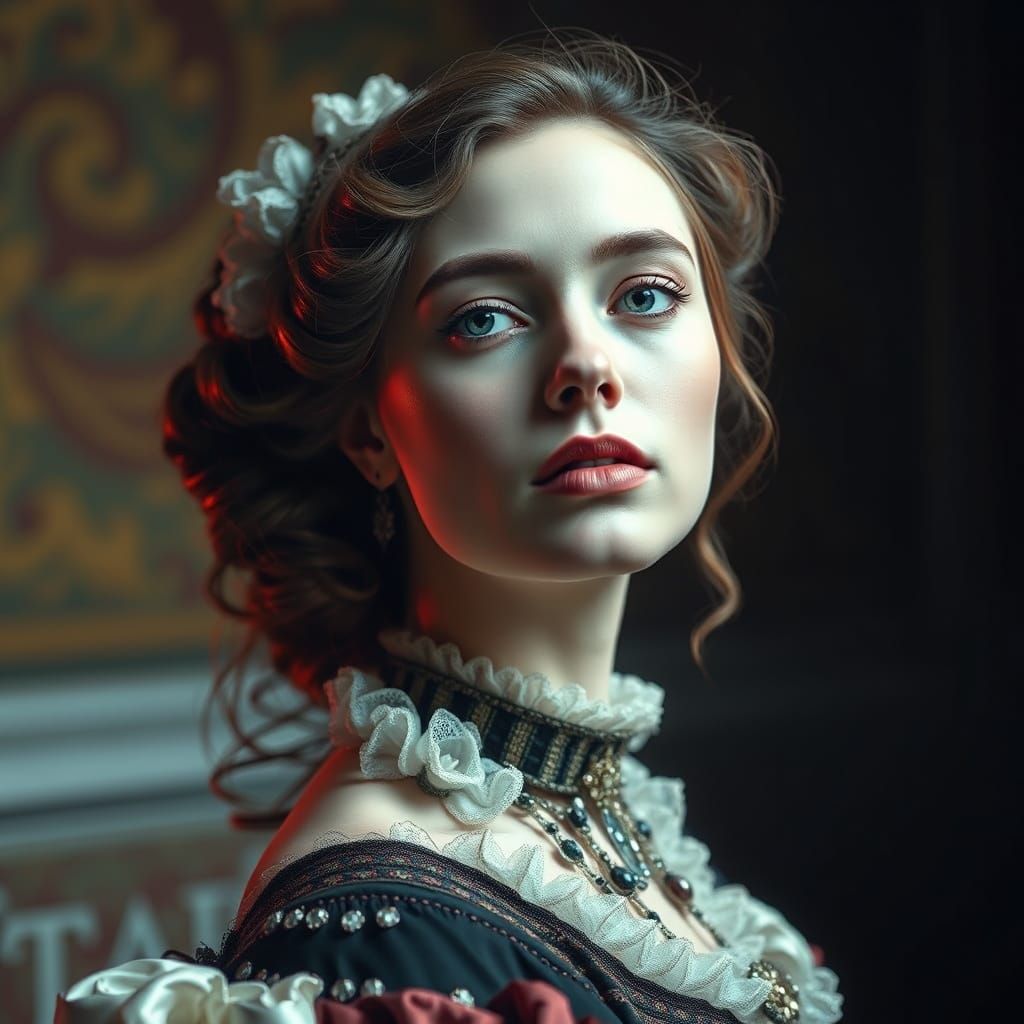 Enigmatic Baroque Lady Contemplating Hidden Realities