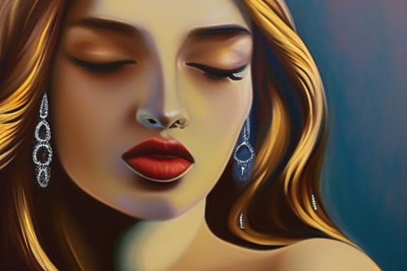 Jeweled Woman's Face as Oil Painting
