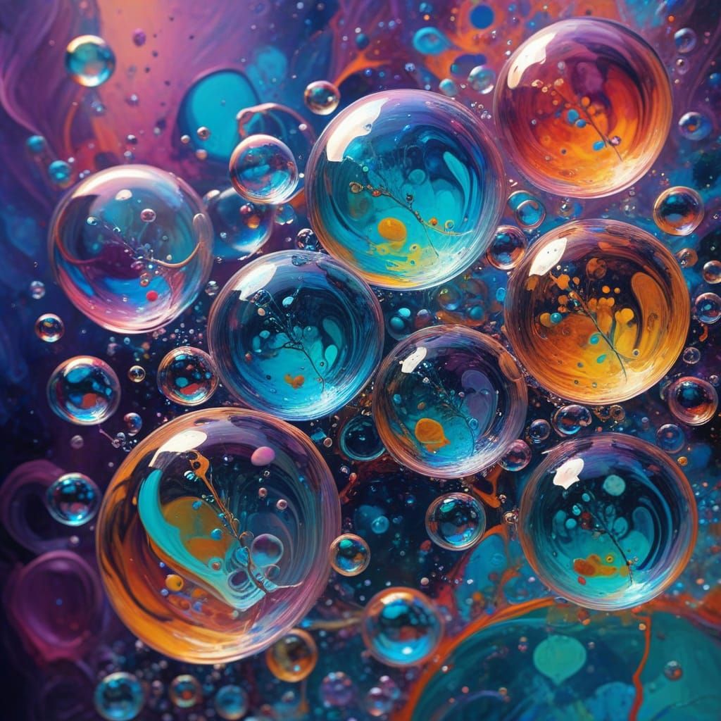 Vibrant Soap Bubbles in Abstract Art