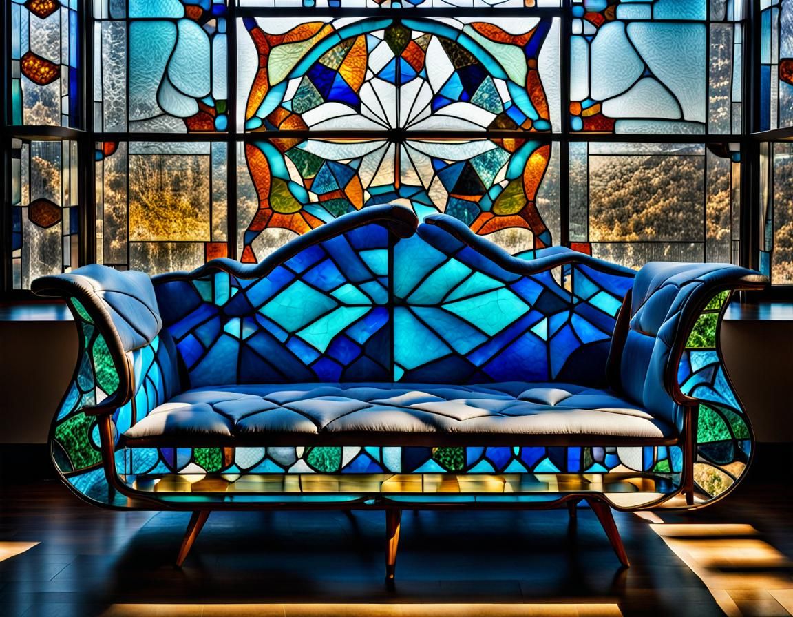 Abstract Stained Glass Sofa in Contemporary Design