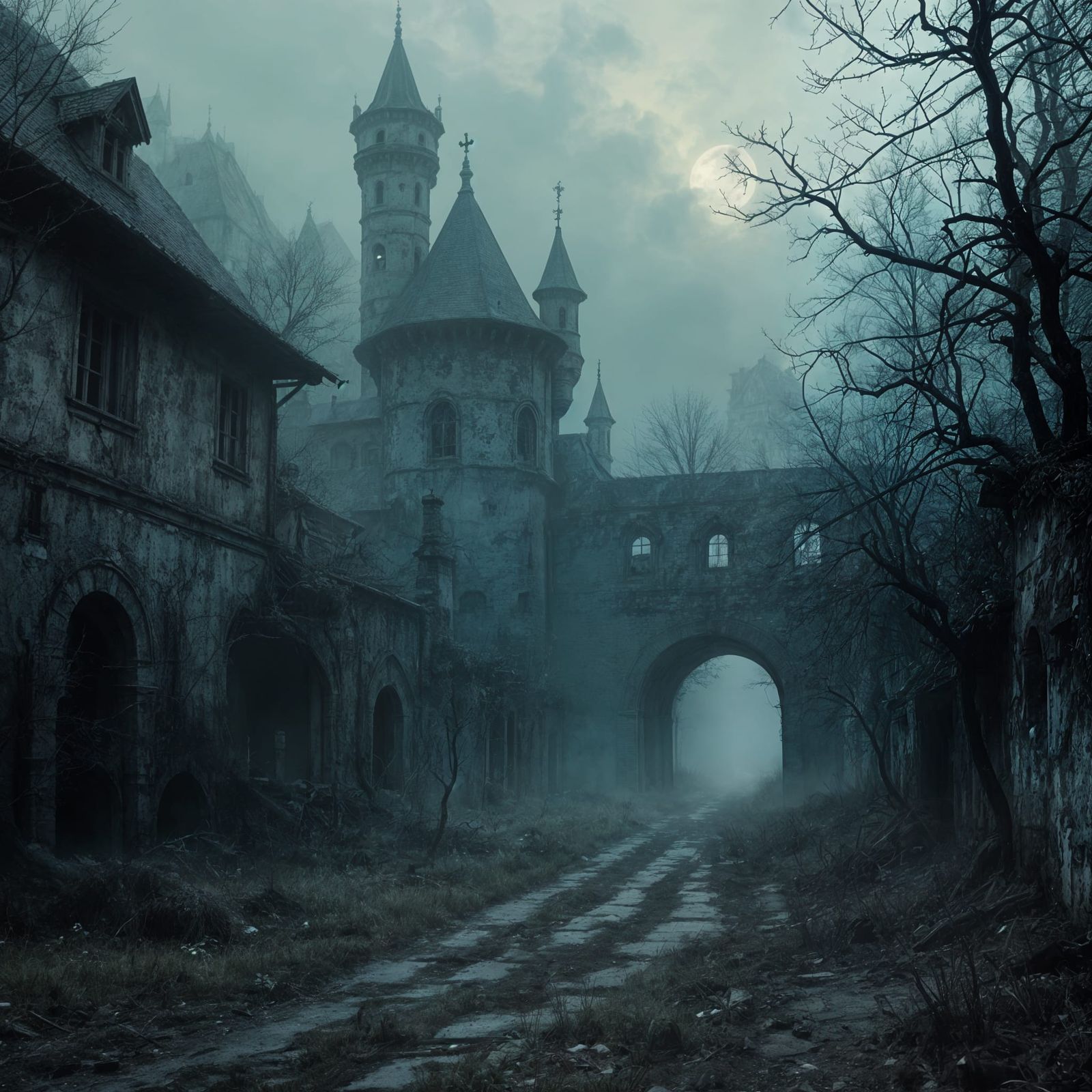 Eerie Misty Fog Over Abandoned Transylvanian City