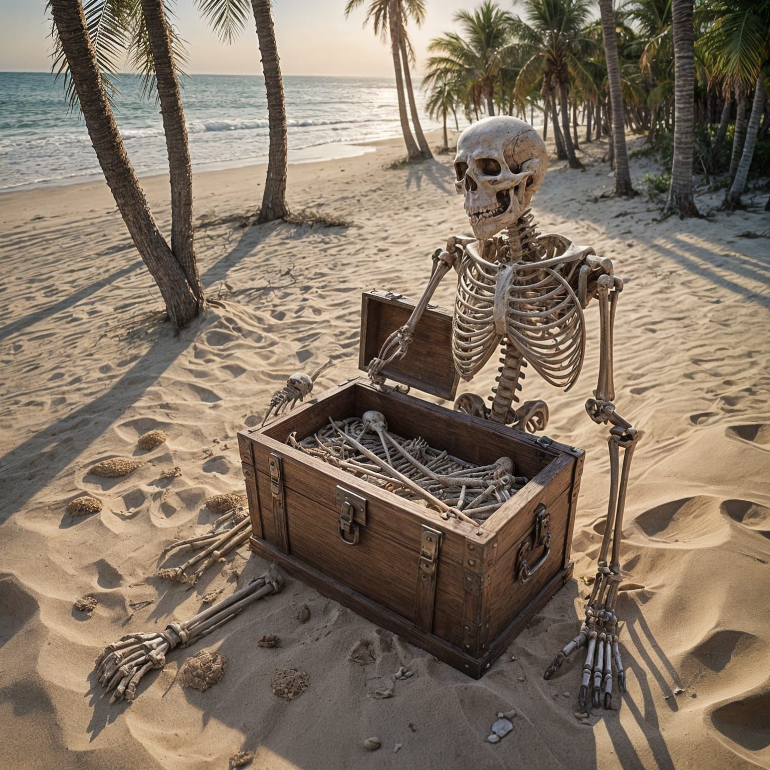 Skeleton's Empty Treasure: A Beach Scene