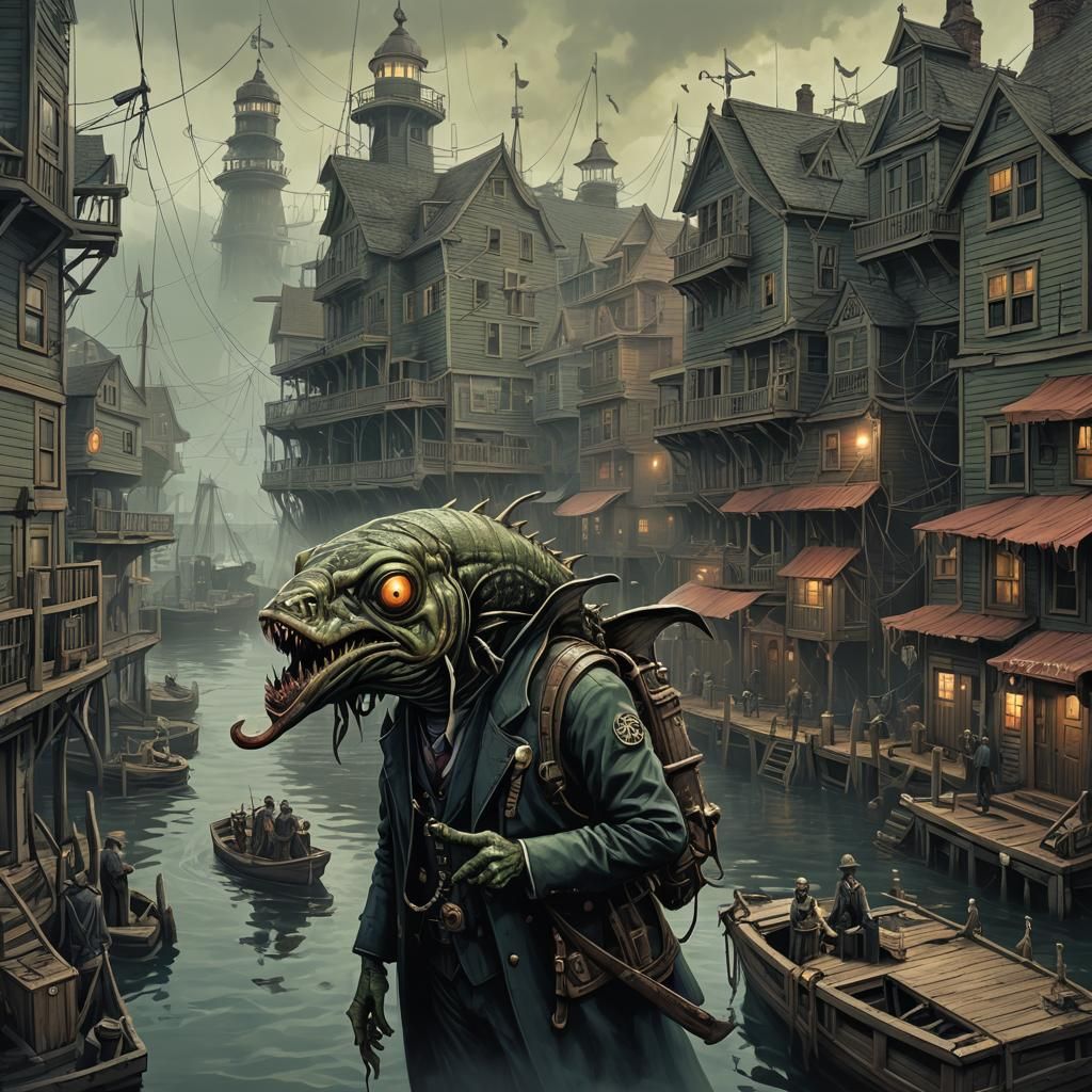 Sinister Lovecraftian Fish People Town