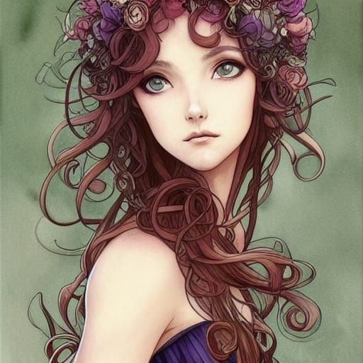 Celtic Woman Portrait in Art Nouveau Style