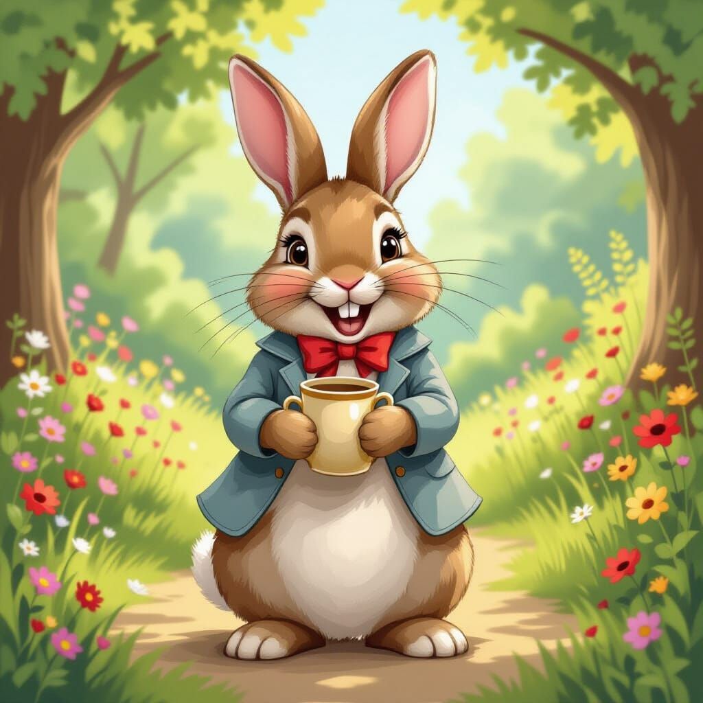 Laughing Bunny in Beatrix Potter Style