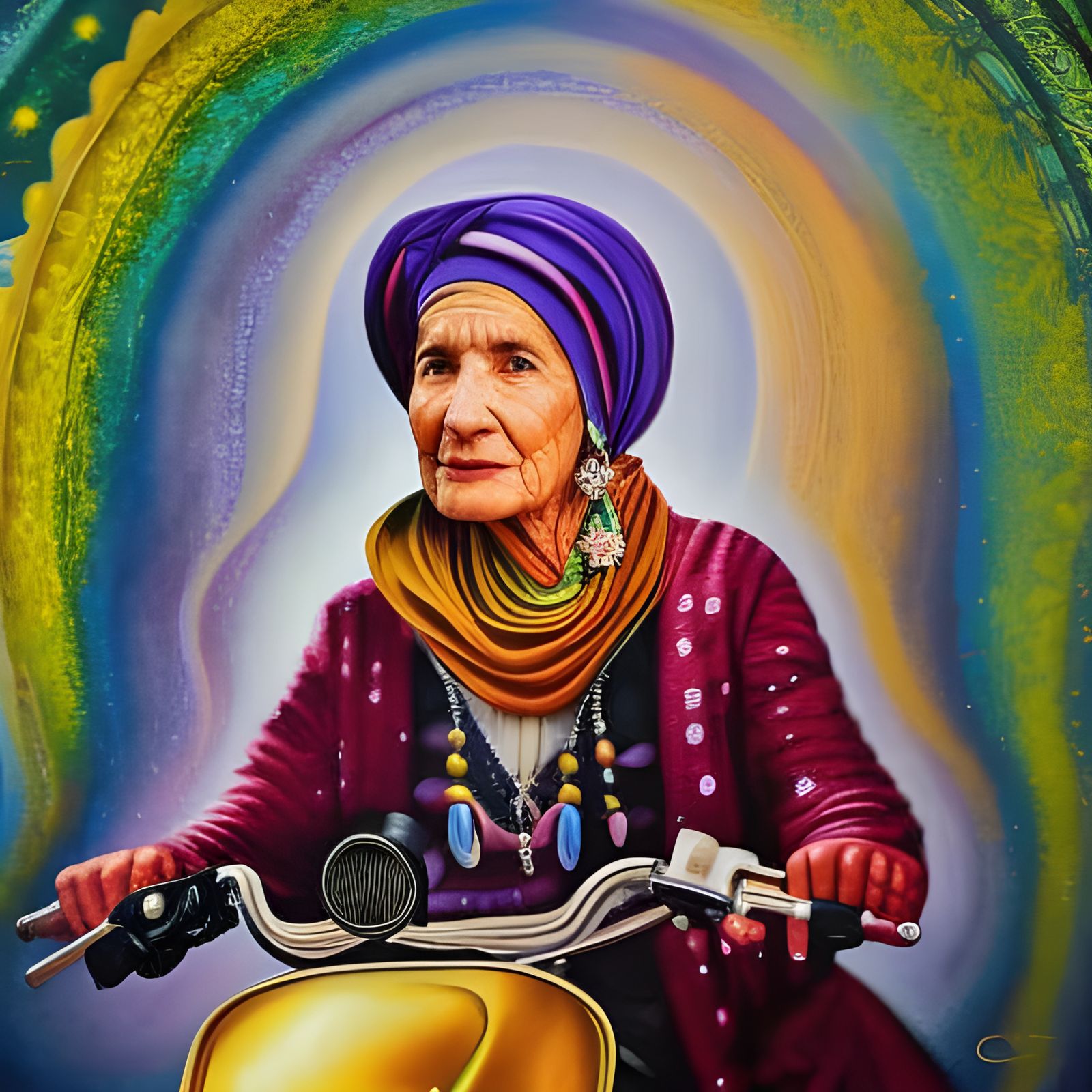Granny on her motorcycle