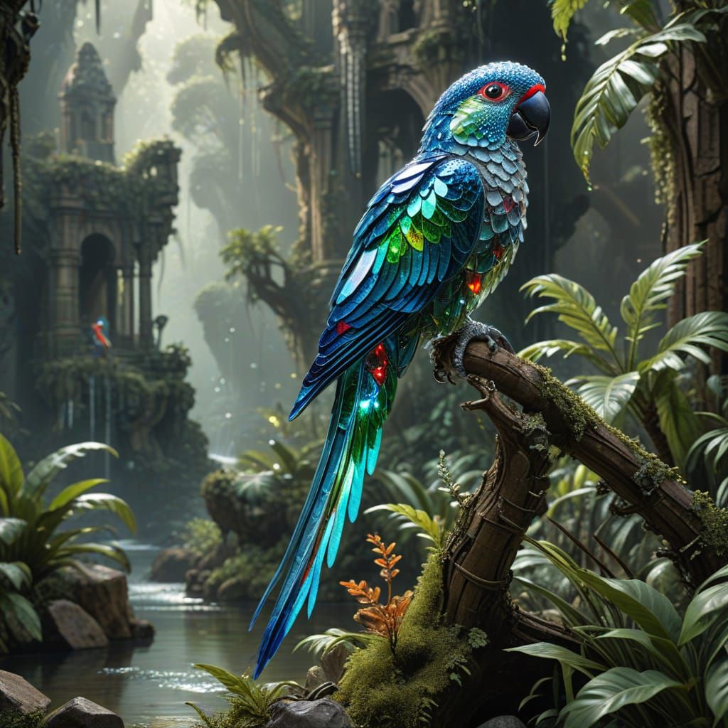 Crystal Parrot in Jungle Ruins