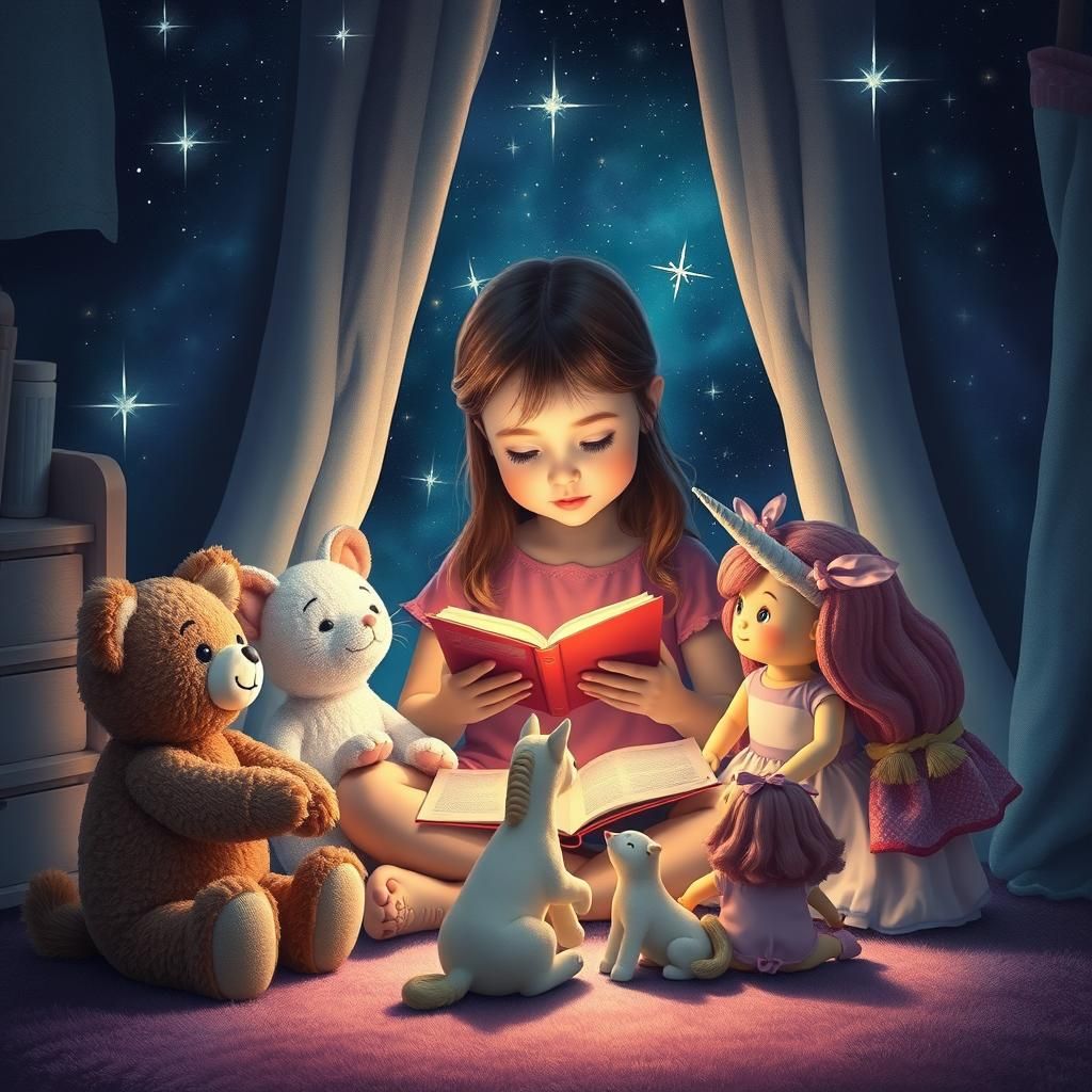 Girl's Storytime: Holographic Astral Cosmic Illustration