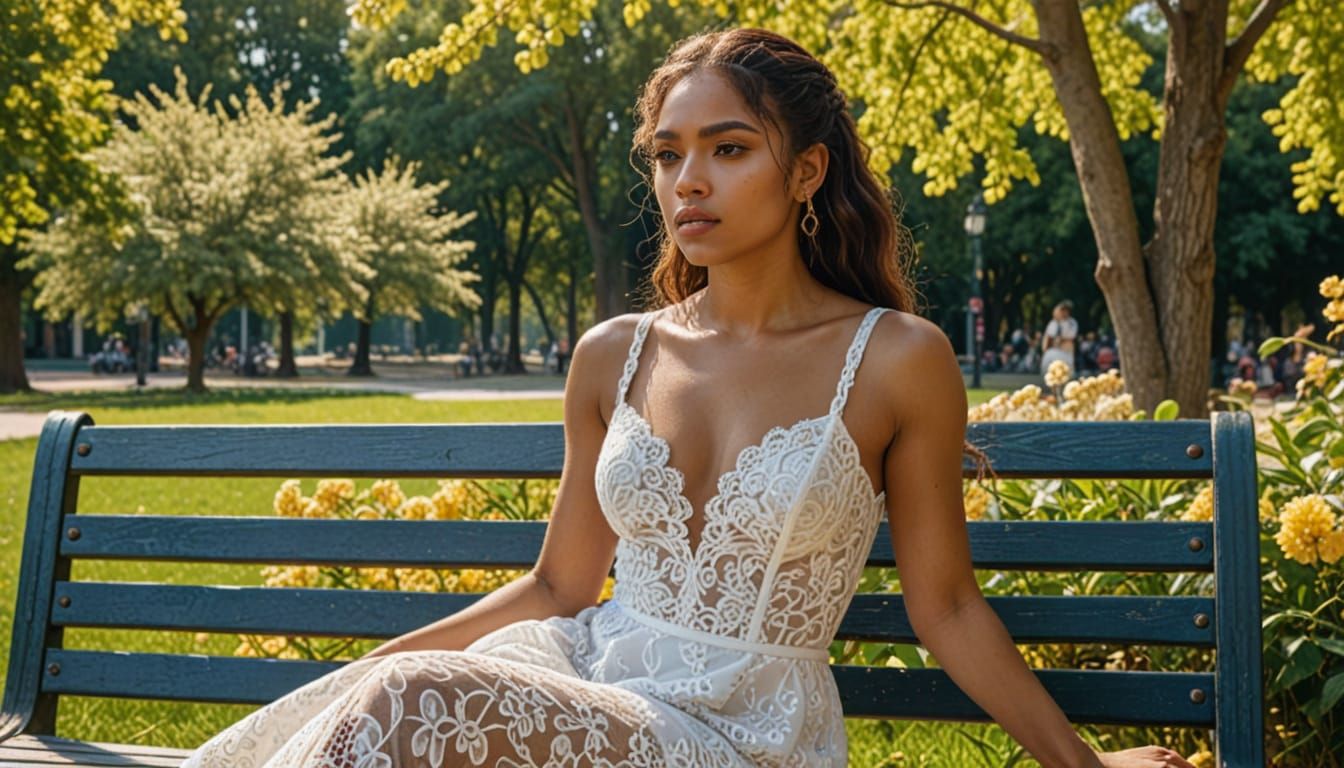 Elegant Dominican Woman in Vibrant Oil Painting Style