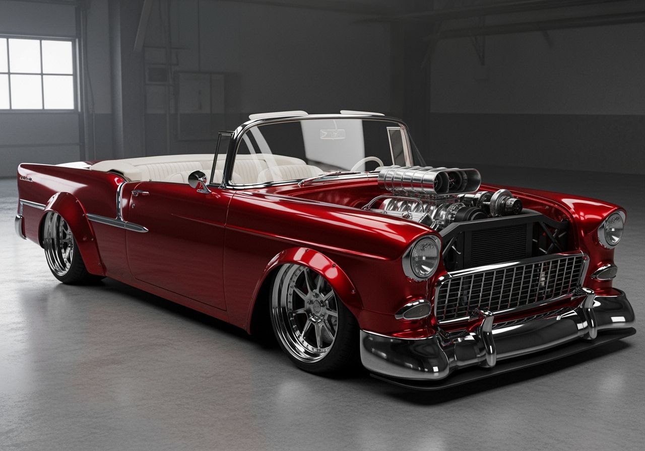 Aggressive 1955 Bel Air Speedster in 3D Render