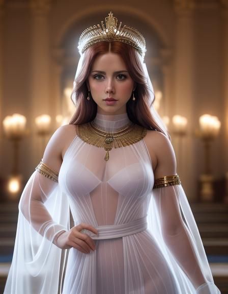 The goddess Athena visiting her temple on the day of her worship.