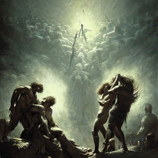 Apocalyptic Gods Clash in a Dark Fantasy Battle