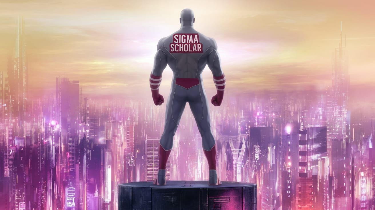 Cyberpunk Hero Sigma Scholar Stands Vigilant Over Night City