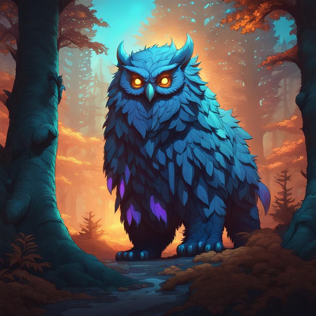 Majestic Owlbear Dominates Turquoise and Burnt Orange Fantas...