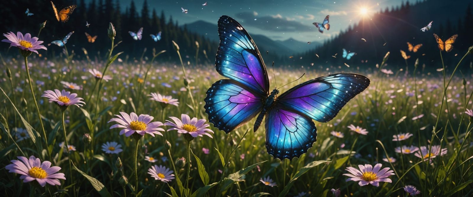 Glass Microchip Flower in Digital Meadow