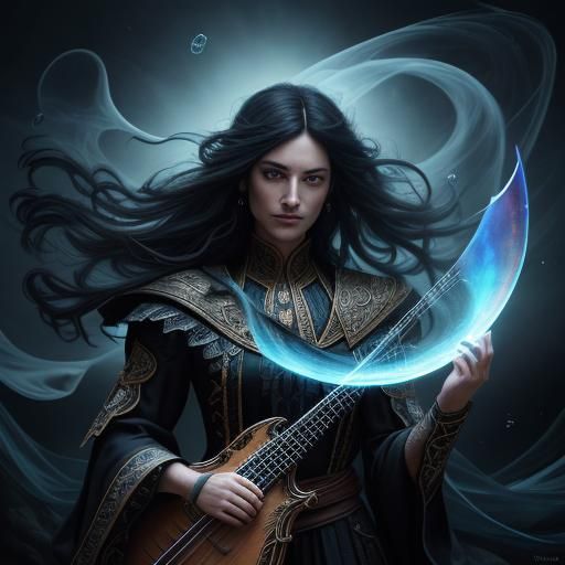 Magical Bard with Glowing Lute in Fantasy Art