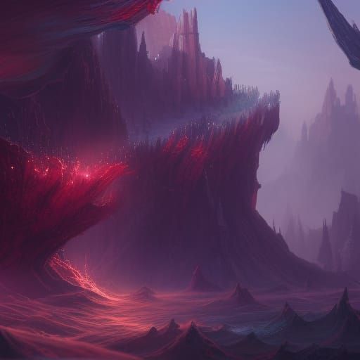 Fantastical Landscape in Deep Color, Matte Painting