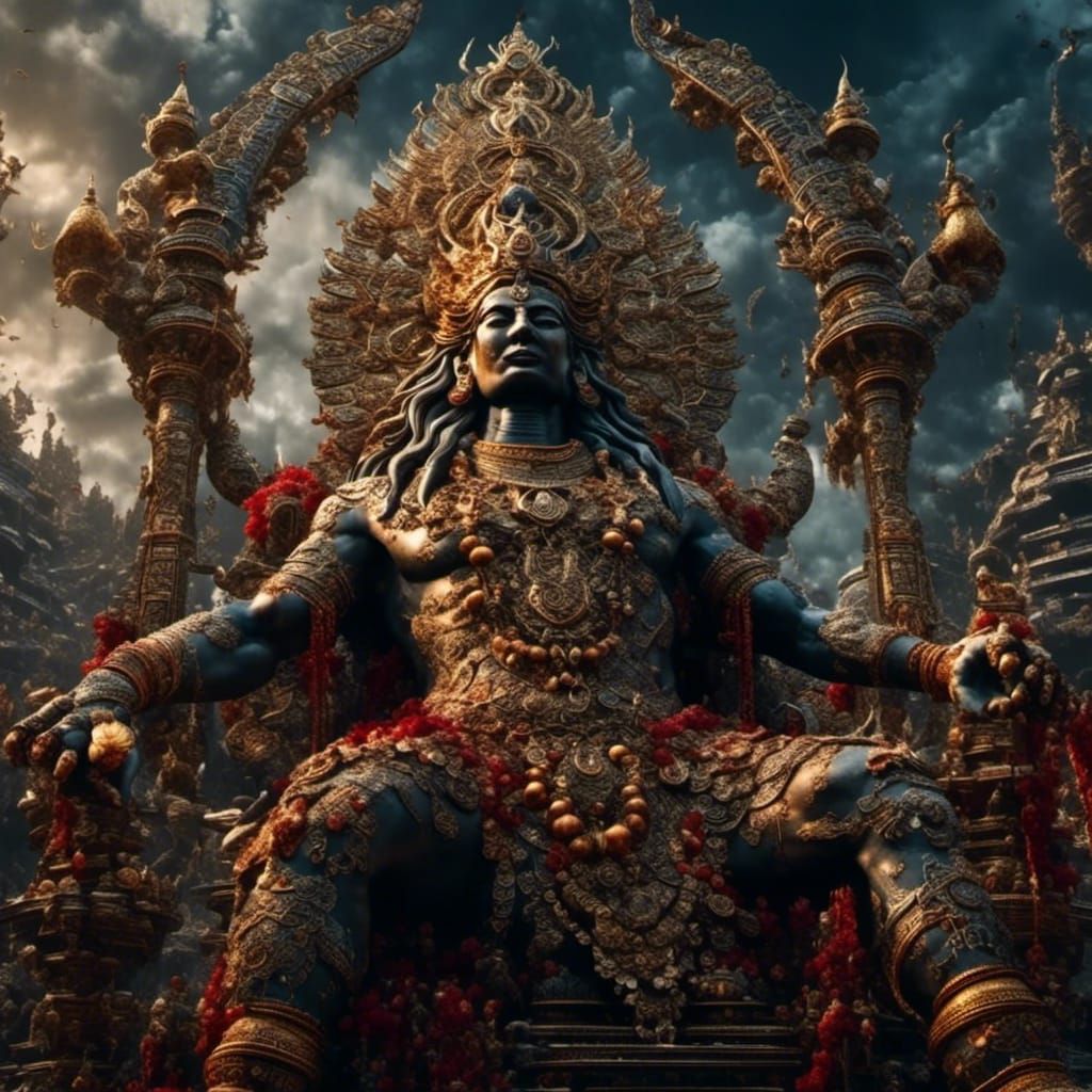 Pashupati: Lord of the Animals in Dark Fantasy Style