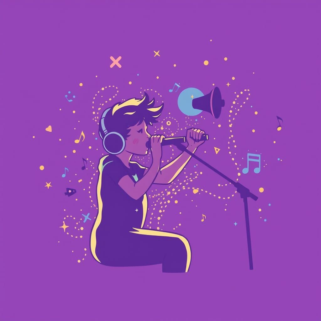 Surreal Musician Plays Melody in Vibrant Colorful Dreamscape