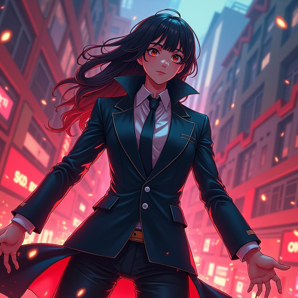 Dynamic Manga Portrait of Portgaz D Ace in Anime Style