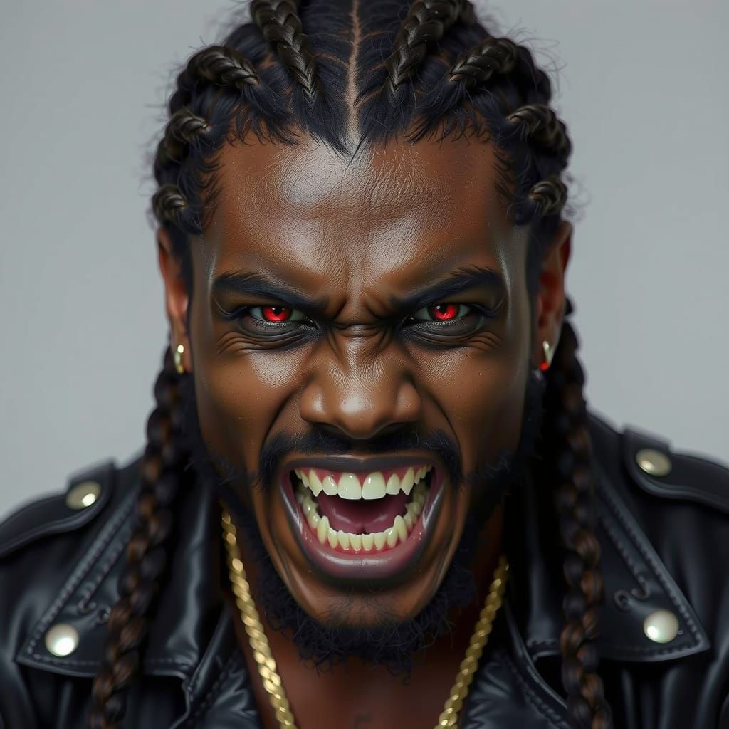 African Vampire Portrait in Brushed Oils Style