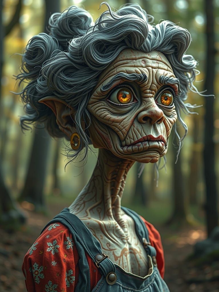 Mystical Baba Yaga Emerges from Whimsical Forest