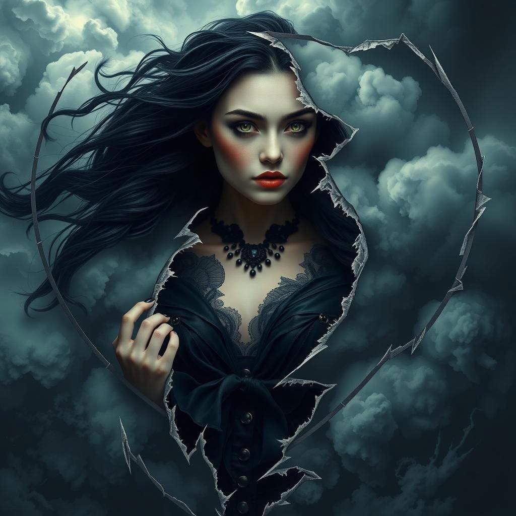 Goddess of Skies: Epic Beauty in Dark Cinematic Style