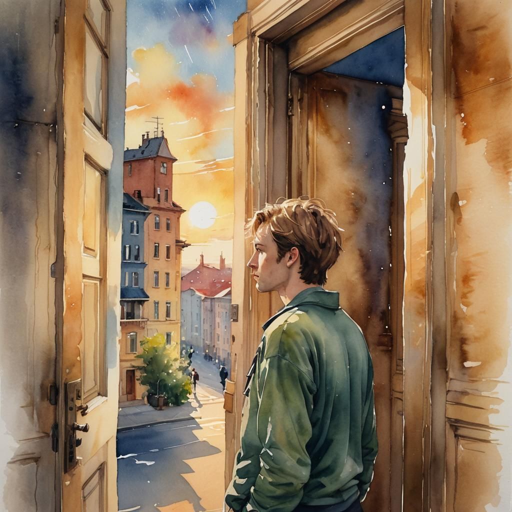 Watercolor Painting of Youthful Hope in Impressionist Style