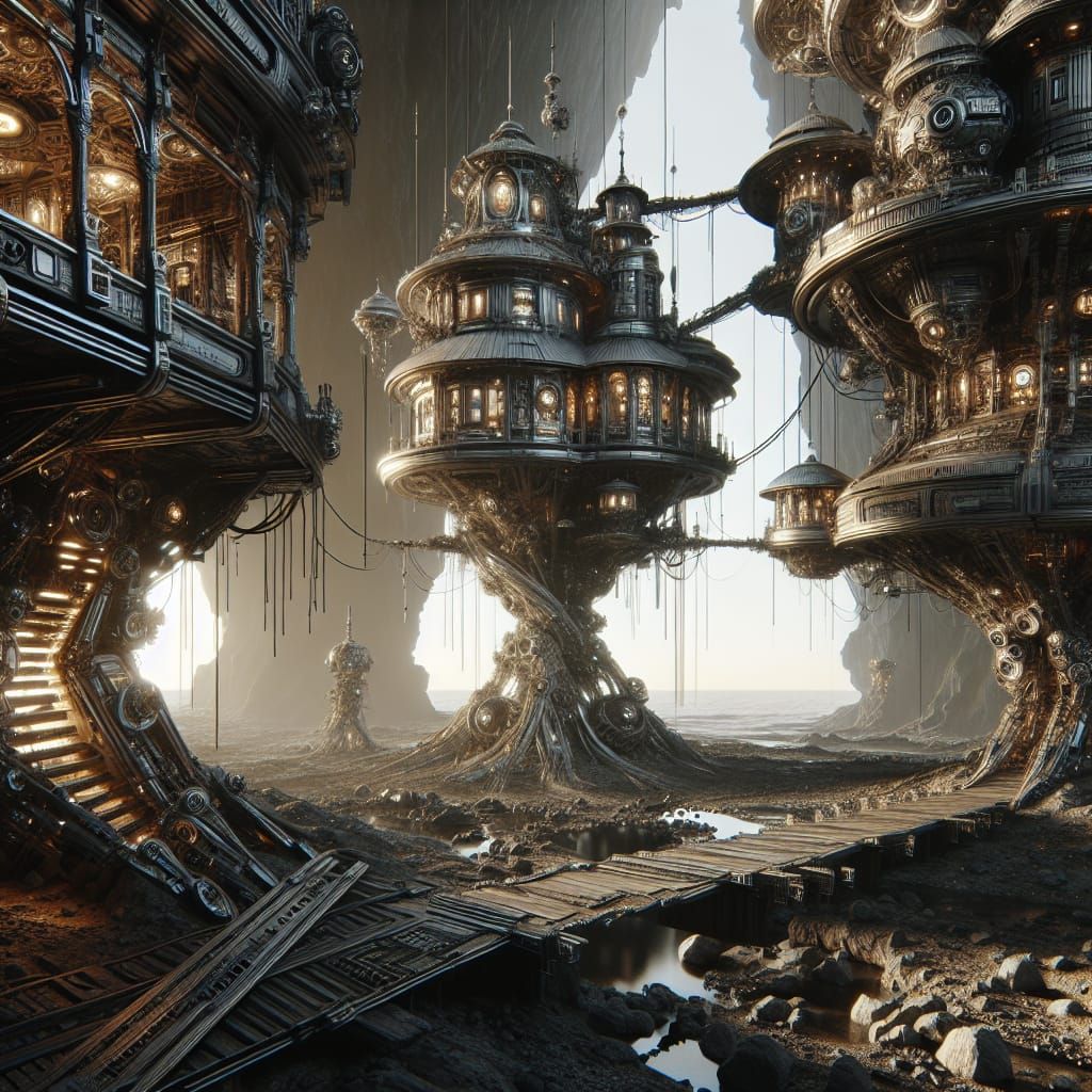 Futuristic Steampunk Treehouses in Avant-Garde Style